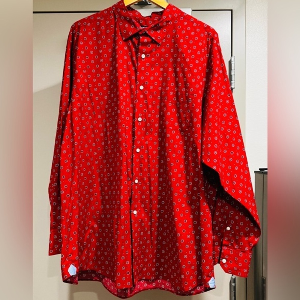 Cremieux Collections Button Down Cotton Blend Shirt XXL Red and Blue